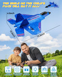 ANTSIR F22 RC Airplane Easy to Fly - 2.4GHz Remote Control Fighter Jet with Gyro Stabilizer & LED Lights, 2 Batteries Foam RC Glider for Kids Boys Adults Beginners (Blue)