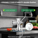 Huanyu Manual Meat Grinder - Heavy Duty Stainless Steel, Effortless Hand Crank for Fresh Ground Beef, Sausages & Pet Food - Compact, Dishwasher Safe - Perfect for Home Restaurant & Outdoor