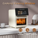 AboveMoon 10L Large Xl Pro Air Fryer Oven With Grill Combo For Kitchen Countertop Use,12 in 1 Smart Convection Ovens,AirFryer With Glass View Window,Nonstick Basket,Fryer Liners,Removable Door-White