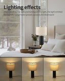 KDG 23.4" Black PU Leather Table Lamps for Living Room Set of 2, E26 Socket LED Modern Home Decor Fabric Lampshade Desk Lamp Lighitng for Bedroom, Bedside, Farmhouse, Nightstand, Night Light