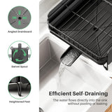 SNTD Large Dish Drying Rack - Expandable (19.3" to 29.4") Dish Rack for Kitchen Counter, Stainless Steel Dish Drainer with Utensil Holder, Pan Holder & Pot Lid Holder (Black)