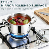 Fruikit Stainless Steel Cookware Set - 20 PCS Pots and Pans Set with 3-Ply Stainless Steel Frying Pan, Professional Kitchen Cooking Set, Induction Compatible, Oven & Dishwasher Safe
