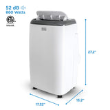 BLACK+DECKER Portable Air Conditioner, 8,000 BTU (5,000 BTU SACC) for Rooms Up To 350 Sq. Ft., Portable AC with Full Function Remote Control & Window Kit, BPP05WTB, White
