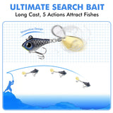 TRUSCEND Vibespinner Easy Catch Fishing Lures with BKK Hooks, Tail Spinner Baits with 4 Actions, Vibrating Swimming Flashing & Jigging for More Bites, Spoon Lures for Bass Trout Crappie Walleye Pike