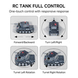 BRRRRT1/64 Remote Control Military Vehicles with Infrared Shoot,Mini RC Tank with 330° Rotating Turret and Sound & Lighting, RC Tank That Shoots Toy for Kids 8+ Gray