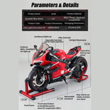 Wodoochey 1/7 Scale Alloy Dynamic Motorcycle Model with Ignition System and Smoke Spray, Die-cast Motorcycle Gift for Adult Collectors & Enthusiasts