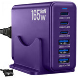 Newdarren 165W Charging Station, 6 Port Desktop Charger, 3 Ports 40W Purple