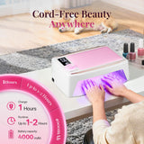 krofaue 380W Fast Curing UV Nail Lamp with Auto Sensor Professional Cordless UV Light for Gel Nails with Detachable Arm Rest, 6 Timers UV/LED Nail Dryer for Nail Salon and Home DIY