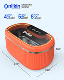 onlikin 35W Ultrasonic Jewelry Cleaner, 45KHz Retainer Cleaner for Jewelry, 5 Timer & 3 Power Modes, Eyeglasses, Rings, Watch Strap, Dentures - 20oz, 304 Stainless Steel Tank, Quiet <38dB (Orange)