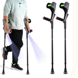 YOKABOZE Forearm Crutches for Adults Foldable Knee Patients Mobility aids for Childre and Seniors for with Leg Injury Adjustable Travel Lightweight Walking Stick (Black Pro)