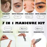 LECEHIVO 32 Set Manicure Kit Bulk with Travel Bag 7 in 1 Stainless Steel Mini Nail Clippers Professional Nail Care Kit for Valentine Home Women Men Pedicure Grooming