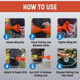 VALUE PLUS Fishing Line Stripper for Fishing Reels - Quick Fishing Line Remover - Compatible with Most Drills - Easy to Use Fishing Line Stripping Tool