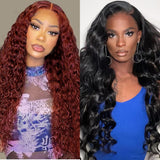 Aveiyce Reddish Brown 13x4 Deep Wave Lace Front Wigs Human Hair 26 Inch+13x6 Body Wave Lace Front Wigs 30 Inch