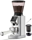 Tuni G1 Conical Burr Coffee Grinder, 48 Grind Settings Anti-static Burr Mill, Precision Electronic Timer and LED Touchscreen, Silver