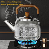 Tea Kettle Stovetop, Modern Food Grade 316 Stainless Steel Whistling 4.2QT Tea Pot, with Wood Anti-Hot Folding Handle for Gas Stoves Induction Cookers