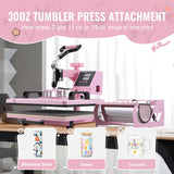 Heat Press Machine 5 in 1 Combo with 30 OZ Tumbler Press & Hat Press, Slide Out 12x15 Inch Heat Press Sublimation Machine