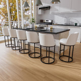 Ollega 26" White Counter Height Bar Stools Set of 6, Anti-Pinch Swivel