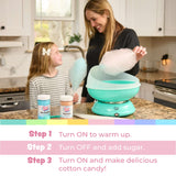 Cotton Candy Express CC1000-S Cotton Candy Machine, with 3 - 11oz. Jars of Cherry, Grape, Blue Raspberry, Orange, Pink Vanilla Floss Sugar & 50 Paper Cones Easy to Use and Clean
