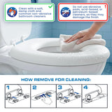 Plexon Soft Cushioned Toilet Seat, Round White, Slow-Close Lid and Seat, Quick-Release Hinges, Easy To Clean and Change, No Tools Required, Stain-Resistant, Durable Vinyl with Wood Core