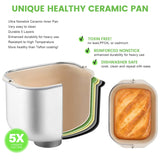 2.2LB Larger Bread Maker Machine with Dual Heaters, 17-in-1 Bread Machine With Die-Cast Ceramic Pan & Auto Fruit Dispenser, Full Stainless Steel Breadmaker, 15H Timer&Keep Warm, Sourdough, Gluten-Free