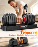 XDDIAS Adjustable Dumbbell Set of 2, 25/55/80LB Dumbbell Set-Fast Adjust Weights Set, 5/10/16 in 1 Free Weights Dumbbells Set with Anti-Slip Metal Handle, Compact Size (10-Gears-55LB)
