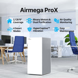 COWAY Air Purifiers for Large Room Whole Home Up to 4,253ft², 2 Sets of XL Washable Pre-Filters and HEPA Filters for Dual Purification, AQI, Turbo Mode, Timer, Wheels, 5yr Warranty, ProX(W)