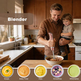 Camic Hand Blender, Cordless Immersion Blender with 6 Speeds, 4 in 1 Portable Mixer Electric Handheld Mixer with Blender, Chopper, Whisk, Frother for Soup, Smoothies, Baby Food and Puree (Champagne)