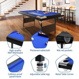 6 or 7 ft Billiards Table, Portable Billiards Tables, Pool Tables for Full Size, Pool Table Set for Family Game Room, Adult Rrec Room, Basements, Man Cave or Garage, Blue