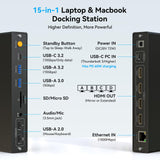DisplayLink Docking Station 4 Monitors, 15 in 1 Laptop Docking Station