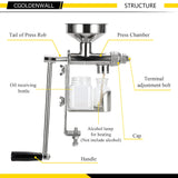 CGOLDENWALL Manual Oil Press Machine Household Seed Oil Press Extractor Peanut Nuts Oil Expeller for Physical Press and Continuous Expelling CGOLDENWALL