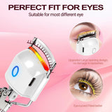 Heated Eyelash Curler Electric Eyelash Curlers 8s Fast Heating Lash Curler Safe Anti-Burn Lash Curler Intelligent Temp Control rizador de pestañas for 24H Long Lasting Curls (White)