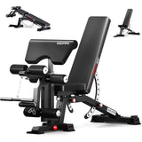 Keppi Fitness Weight Bench, 1200LBS Workout Bench with Leg Extension/Curl and Preacher Curl Attachment, Flat Incline Decline Weight Bench for Home Gym - Bench3000 Max