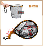 Nuoviyiya Fly Fishing Net with Release, Lightweight Trout Fishing Net with Wooden Handle Frame, Rubber-Coated Mesh Landing Nets for Minnow, Catch and Release