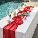10 Pack Red 17 x 108 Inch Cheesecloth Table Runner - Boho Gauze Sheer Fabric for Wedding Baby Shower Party Home Decor