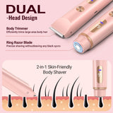 Bikini Trimmer for Women Electric Razors for Women Women's Electric Razor 2 in 1 Shaver Pubic Hair Trimmer Ipx7 Waterproof Wet Dry Use Bikini Shaver for Ladies Pubic, Legs, Face, Underarms (Pink)