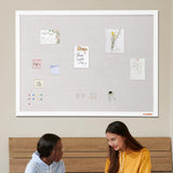 VEVOR 48"x36" White Cork Board with Linen Surface – Stylish Wall-Mounted Bulletin Board for Home, School, Office – Elegant & Functional Noticeboard