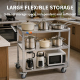 Treshin 3 Tier Stainless Steel Utility Cart, 19" W x 31.1" L x 33.58" H