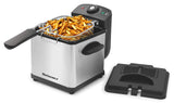 Elite Gourmet EDF1607# 800-Watt Mesh Basket 1.6 Quart / 6.5 Cup Oil Capacity, Electric Immersion Deep Fryer with Temperature Knob and Lid with View Window, stainless steel