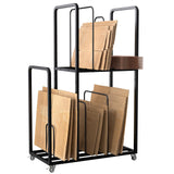 lukar Carton Cart Stand, 2-Tier Cardboard Box Stand, Metal Cardboard Box Storage Rack, Carton Stands for Boxes with Wheels and Handle, Cardboards Organizer for Home Supermarket Warehouse Commercial