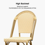 PURPLE LEAF Counter Bar Stools 25" Set of 2 French PE Rattan, Cream Yellow