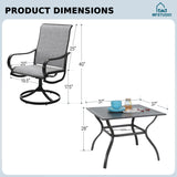MFSTUDIO Patio Table and Chairs Set of 4, Swivel Mesh Chairs, Grey