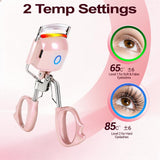Heated Eyelash Curler Electric Eyelash Curlers 8s Fast Heating Lash Curler Safe Anti-Burn Lash Curler Intelligent Temp Control rizador de pestañas for 24H Long Lasting Curls (Pink)