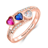 Oseew 18k gold mother Ring Personalized 10K White Gold 3 Birthstones Rings Mother's Ring 10k solid Gold 3 Birthstones Rings 14k gold for Mom Jewelry 18K yellow gold Personailzed 3 Birthstones Rings
