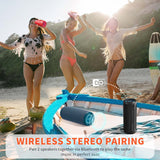 Portable Speaker, Wireless Bluetooth Speaker, IPX7 Waterproof, 25W Loud Stereo Sound, Bassboom Technology, TWS Pairing, Built-in Mic, 16H Playtime with Lights for Home Outdoor - Black SOWO
