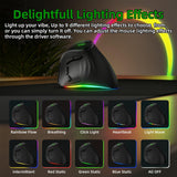 IDJXNXYDH Ergonomic Vertical Wireless Mouse Bluetooth & 2.4G USB Receiver RGB Backlit Rechargeable Mute Vertical Mouse Multi Device Switch for Office PC Mac