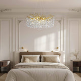 kvtinmty Modern Crystal Chandeliers for Dining Room Over Table, 40" Round Gold Tree Branche Chandelier, Large Crystal Chandelier for Living Room,High Ceiling,Foyer,Entryway,Kitchen Island,Staircase