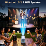 Mini Projector, Projector with Wifi and Bluetooth Built-in Battery 4K Portable Projector for Outdoor Bedroom, Smart Projectors 1080P Compatible with iphone/TV Stick/HDMI/Laptop