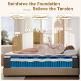 Queen Size Mattress 14 Inch, Hybrid Mattresses in a Box, Medium Firm Individual Pocket Springs Fiberglass Free Breathable and Stress-Relieving CertiPUR-US 80" x 60"