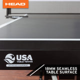 HEAD Summit USA Indoor Table Tennis Table, Competition Grade Net, 10 Minute Easy Set Up – Ping Pong Table with Playback Mode