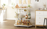 CABIHOME Gold 3-Tier Rotating Bar Cart with Wheels, Modern Serving Cart for Kitchen, Living Room, Dining Room